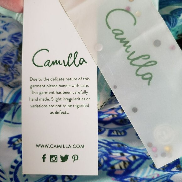 NWT Camilla Frill Sleeve Long Maxi Dress Wings of Luxor Blue Crystal Embellished - Picture 15 of 16